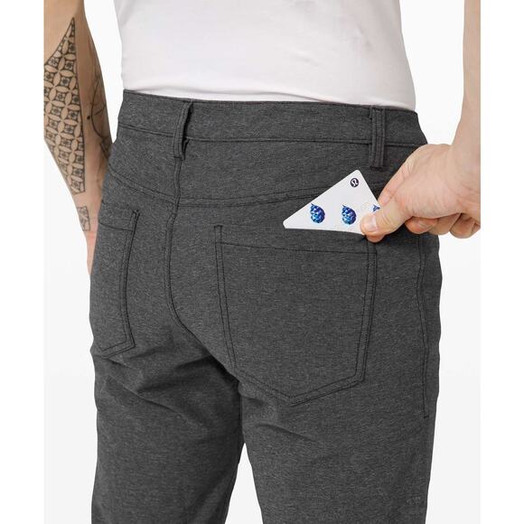 Lululemon ABC Pant Slim Tech Canvas 34" MENS 36 x 28 Heathered Black Jean - Picture 11 of 13